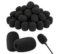 LACHT 60 Piezas Esponja Microfono,Espuma Microfono,Mini Cubiertas De Micrófono De Espuma,Para Escenario Rendimiento Reunión,8×22×30Mm (Negro)