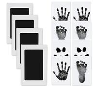 LACHT Huellas Bebe Recien Nacido, 4 Tarjetas De Impresión Y 2 Plantillas, Tinta Huella Bebe Pie Y Manos, No Tóxicas No Mancha, Kit Huella Perro, Regalo De Bautizo O Recuerdo