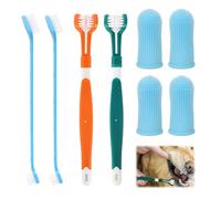 LACHT Juego De Cepillos De Dientes Para Perros, Cepillos De Dientes De Doble Y Triple Cabezal, Cepillo De Dientes De Dedo De 360º, Kit De Limpieza Bucal Para Animales Pequeños, Medianos Y Grandes