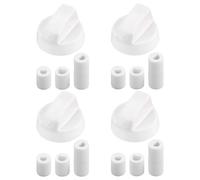 LACHT Pack 4 Manija Perillas Mando Universal Para Horno, Perilla Placa De Vitrocerámica, Perillas De Cocina, Manija Cocina De Gas, Incluye 3 Adaptadores, 4 Cm Diámetro (Blanco)