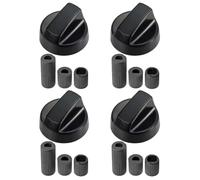 LACHT Pack 4 Manija Perillas Mando Universal Para Horno, Perilla Placa De Vitrocerámica, Perillas De Cocina, Manija Cocina De Gas, Incluye 3 Adaptadores, 4 Cm Diámetro (Negro)
