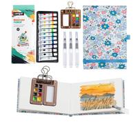 LACHT Set De Mini Acuarelas Portátil，Versión Mejorada, Con Un Lienzo Más Amplio, Cuaderno Y Pintura, Paleta De Pintura De Acuarela De 12 Colores, Para Pintores, Artistas, Estudiantes （Azul）