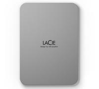 LaCie Mobile Drive, 2TB, External Hard Drive Portable - Moon Silver, USB-C 3.2,