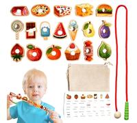 Lacing Beads - Food Fruit Beads, Threading Toy Set | Colorful Stringing Activity Pieces, Style Learning Kit, Ideal for Preschool Classroom or Home Fine Motor Development
