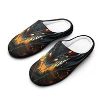 Lack Fire Dragon in Lava - Pantuflas de algodón para mujer, antideslizantes, para interiores y exteriores, spa, hotel