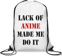 Lack of Anime Made me do it - Saco de gimnasio informal con cordón, color blanco, White, Talla única