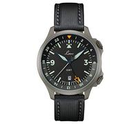 Laco Reloj de Aviador Frankfurt GMT Negro Fabricado en Alemania - Reloj automático de 43 mm de diámetro - Impermeable 20 ATM - Desde 1925, Correas
