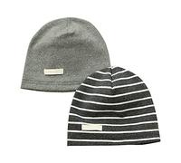 LACOFIA 2 Piezas Sombrero de Beanie de 100% algodón para bebé niñas Gorro Tejer de Las bebé de Esencial Gris Oscuro L