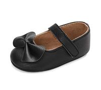 LACOFIA Bailarinas Princesas Bebé Niñas Zapatos Bowknot Bebé Primeros Pasos con Suela Suave Antideslizante Negro 12-18 Meses
