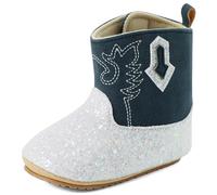 LACOFIA Botas Bebé Niña Zapatos Primeros Pasos Botines Cowboy Bebé Patucos con Suela Blanda Antideslizante Azul Marino 6-12 Meses