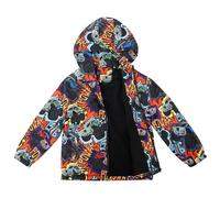 LACOFIA Chaqueta Impermeable para Niños con Forro Polar Cazadora Cortavientos Abrigos Cálida con Capucha Chubasquero Otoño/Invierno para Niños Grafiti 3-4 años