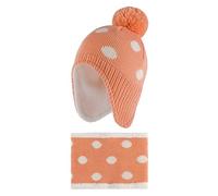 LACOFIA Conjunto de Gorro Invierno y Bufanda Cuello para Bebé Sombreros con Orejeras y Pañuelos de Cuello Set Gorro de Punto para Niñas con Forro Polar Naranja 6-12 Meses S