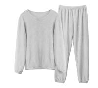LACOFIA Conjuntos Pijamas Mujer de Manga Larga Pijamas Invierno Top y Pantalones Cálidos Ropa para Dormir Regalos para Mujer y Adolescente Gris 2XL