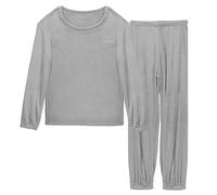 LACOFIA Conjuntos Pijamas Mujer Pijamas Invierno Top y Pantalones Cálidos de Manga Larga Ropa para Dormir Regalos para Mujer y Adolescente Gris Claro 2XL