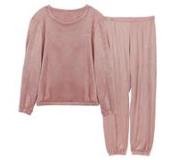 LACOFIA Conjuntos Pijamas Mujer Pijamas Invierno Top y Pantalones Cálidos de Manga Larga Ropa para Dormir Regalos para Mujer y Adolescente Rosa XS