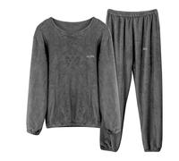 LACOFIA Conjuntos Pijamas Mujer y Hombre Pijamas Invierno Top y Pantalones Cálidos de Manga Larga Ropa para Dormir Regalos para Mujer y Adolescente Gris S
