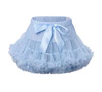 LACOFIA Falda Tutú para Bebé Niña Falda de Tul en 3 Capas Falda Baile Princesa con Cintura Elástica Ajustable Mini Falda Burbuja Bebé para Fiesta Danza Cumpleaños Azul Claro XS 0-12 Meses