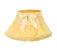 LACOFIA Falda Tutú para Niña Falda de Tul en 3 Capas Falda Baile Princesa con Cintura Elástica Ajustable Mini Falda Burbuja Niñas para Fiesta Danza Cumpleaños Amarillo S 2-4 años