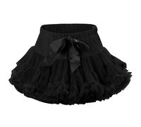 LACOFIA Falda Tutú para Niña Falda de Tul en 3 Capas Falda Baile Princesa con Cintura Elástica Ajustable Mini Falda Burbuja Niñas para Fiesta Danza Cumpleaños Negro L 8-10 años