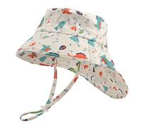 LACOFIA Gorro Proteccion Solar Bebé Sombrero Sol de Algodón Verano Niño Visera Ajustable para Playa/Piscina Beige 6-18 Meses