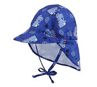 LACOFIA Sombrero de Playa de protección Solar para bebé Gorro de Verano de Solapa Ajustable Super Suave para niños Dinosaurio Azul 2-5 años
