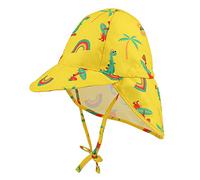 LACOFIA Sombrero de Playa de protección Solar para bebé Gorro de Verano de Solapa Ajustable Super Suave para niñas Amarillo 6-18 Meses