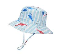 LACOFIA Sombrero de Sol bebé Gorro Verano para niñas Sombrero Playa de ala Ancha Proteccion Solar para niñas con Correa Ajustable para la Barbilla Dinosauro BLU 4-6 Anni