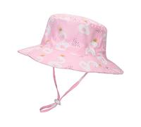 LACOFIA Sombrero de Sol bebé Gorro Verano para niñas Sombrero Playa de ala Ancha Proteccion Solar para niñas con Correa Ajustable para la Barbilla Cigno Rosa 12-24 MESI