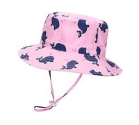 LACOFIA Sombrero de Sol bebé Gorro Verano para niñas Sombrero Playa de ala Ancha Proteccion Solar para niñas con Correa Ajustable para la Barbilla Balena Rosa 4-6 Anni