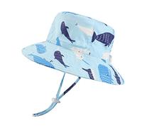 LACOFIA Sombrero de Sol bebé Gorro Verano para niños Sombrero Playa de ala Ancha Proteccion Solar para niños con Correa Ajustable para la Barbilla Squalo BLU 6-12 MESI