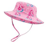 LACOFIA Sombrero Sol para Bebé Niña Gorro Verano de Pescador para Niñas Ajustable Borde Ancho para Playa/Piscina/Exteriores/Natación Sirena Rosa 0-6 Meses