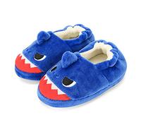 LACOFIA Zapatillas Casa de Peluche para Niños Pantuflas Animales Antideslizantes de Invierno de Novedad Tiburón Azul 24/25