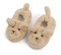 LACOFIA Zapatillas de Estar por Casa Invierno para Niños Pantuflas Animales de Peluche para Niñas Oso Caqui 28/29