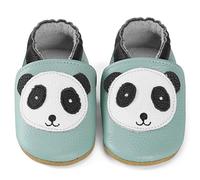 LACOFIA Zapatos de Cuero Suave para Bebé Zapatos Primeros Pasos Calzado Bebé Niño Pantuflas con Suela Blanda Antideslizante Panda Azul 0-6 Meses