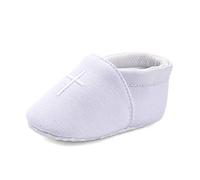 LACOFIA Zapatos de Cuna Blancos para bebés Patucos bebé con Suela Blanda Antideslizante 6-12 Meses