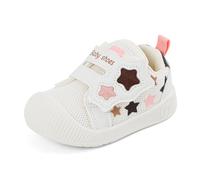 LACOFIA Zapatos Primeros Pasos Bebé Niñas Calzado Respetuoso Bebé Zapatillas Deporte con Suela Goma Antideslizante Bebé Blanco 18 EU(CN 16)