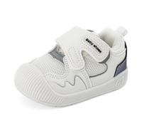 LACOFIA Zapatos Primeros Pasos Bebé Niños Calzado Respetuoso Bebé Zapatillas Deporte con Suela Goma Antideslizante Bebé Blanco/Negro 20 EU(CN 18)