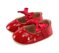 LACOFIA Zapatos Primeros Pasos Bowknot Bebé Bailarinas Princesas Bebé Niñas con Suela Suave Antideslizante Rojo 12-18 Meses