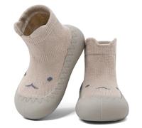 LACOFIA Zapatos Primeros Pasos Calzado Bebé Niños Niñas Calcetines Antideslizantes Bebé con Suela de Goma Caqui 6-12 meses