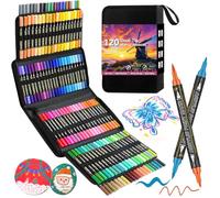 Laconile 120 Colores Marcadores Acrílicos, Doble Punta, Rotuladores Permanentes a Base de Agua, Secado Rápido, para Cerámica， Madera, Tela, Lienzo y Metal, con Bolso de Lona | Acrylic Paint Markers