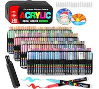 Laconile 240 Rotuladores Acrílicos con Punta de Pincel - Mochila de Lona Portátil, Tarjeta de Colores, 20 Puntas de Recambio y Correa - Precisa para Vidrio, Cerámica, Piedra, Madera [Marca]