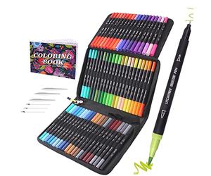 Laconile 72 Rotuladores Lettering,Rotuladores Punta Pincel Lettering Kit para Niñas,Dual Tip Brush Pens Marcadores para Aultos Libros para Colorear