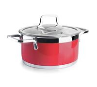 Lacor - 15316 - Cacerola Buffet con tapa Red, Acero inoxidable 18/10, Acabado Interior Lijado, Asas Ergonómicas, Fondo Termodifusor Sandwich, Apta para Inducción, Aptas para Horno, Ø16cm, Rojo