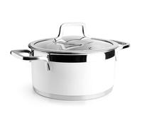 Lacor - 15420 - Cacerola Buffet con tapa White, Acero inoxidable 18/10, Acabado Interior Lijado, Asas Ergonómicas, Fondo Termodifusor Sandwich, Apta para Inducción, Aptas para Horno, Ø20cm, Blanco