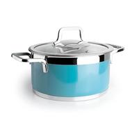 Lacor - 15516 - Cacerola Buffet con tapa Ocean, Acero inoxidable 18/10, Acabado Interior Lijado, Asas Ergonómicas, Fondo Termodifusor Sandwich, Apta para Inducción, Aptas para Horno, Ø16cm, Azul