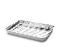 Lacor - 15567 - Bandeja con Rejilla Essential, Bandeja Acero Inoxidable, Alta Conductividad Térmica, Rejilla Extraíble, Apta para Horno, Congelador y Frigorífico, 40.5x30.5 cm
