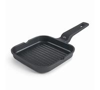 Lacor - 25162 - Sartén Grill Mini de Aluminio Fundido 100% libre PFOA, Antiadherente Bicapa, Apto para Inducción, Mango ergonómico Soft Touch, 14 x 14 x 2,5cm, Negro