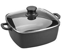 Lacor - 25829 - Cacerola Cuadrada con Tapa de Cristal Forte de 28 cm Aluminio - Negro