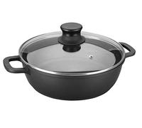 Lacor - 25835 - Cacerola Baja con Tapa de Cristal Forte de 36 cm Aluminio - Negro