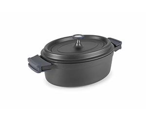 LACOR 25935 - Cacerola Oval Aluminio Fundido 31x25 cms - Negro - Cocina